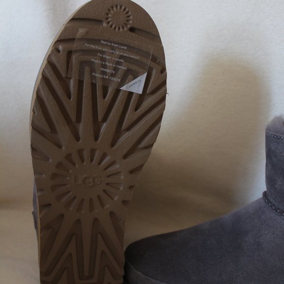 NIB UGG‎ WOMEN'S SUEDE SHEARLING LINED MINI DOUBLE ZIP BOOTS GRAY - Picture 5 of 7